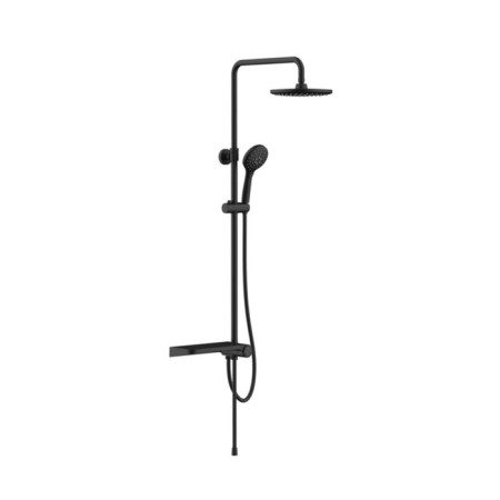 Shower system IDDIS RAY, with the upper watering can, black matte