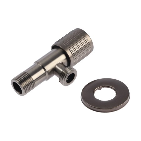 Кран угловой ZEIN engr, 1/2" х 1/2", кран-букса латунь/керамика, нерж. сталь, графит-4