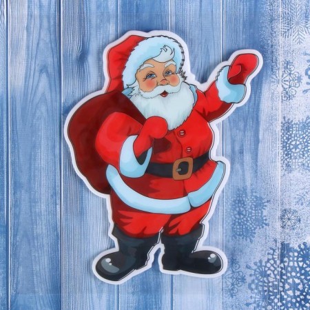 Santa Claus with a bag of gifts 13.5x17.5 cm, red