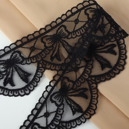 Lace on a grid, 55 mm × 11 ± 1 m, black color-1