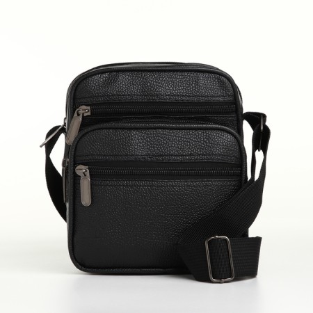 Male bag, 18*9.5*15.5 cm, lightning department, 3 n/pocket, reg. Rev., black-1