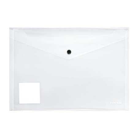 A4 button folder-convert, 160 μm, Erichkrause Glossy Clear, glossy, with a colored button, transparent, mix-5
