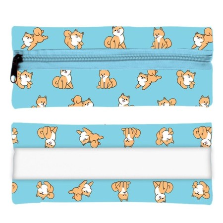 Penal is soft, 1 compartment, 95 x 200 mm, flat, pm-shp28 corgi, with an elastic band for a notebook,-2