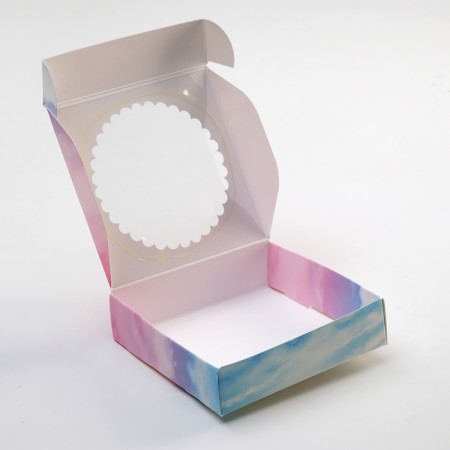 Gift box team with a window, heavenly, 11.5 x 11.5 x 3 cm-1