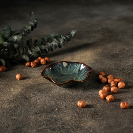 Ceramic saucer "Pyro", 11 × 3 cm, green color-4