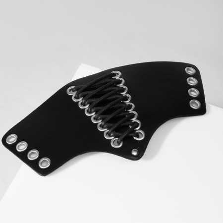 Bracelet Skin "Cuff" on lacing, medium, silver-black color,-4