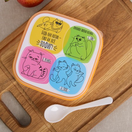 Lunch box with a spoon "Cat", 400 ml-2