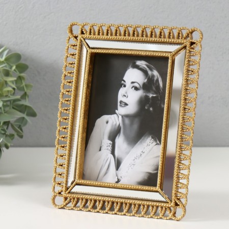 Polystone photo frame 10x15 cm "loops" gold with a mirror 20.7x15.7 cm-1