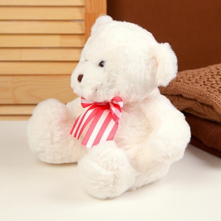 Soft toy "Bear", with a bow, 22 cm, white color-2