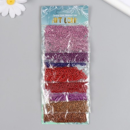 Round Beads 12/0 "Red-violet" metallic 8 colors x 10 g 20x8 cm