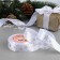 Satin tape with embossing "Snowflakes", 25 mm, 23 ± 1 m, white color/gold No. 001