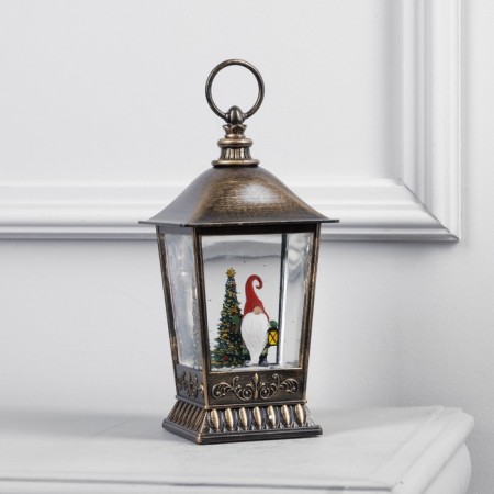 LED figure “Lantern with a gnome” 12 × 24 × 12 cm, plastic, AAX3 batteries (not complete), USB, glow warm white-1