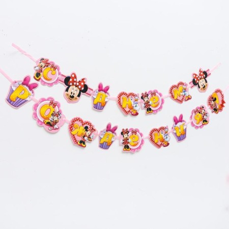 Garland on the tape "Happy Birthday!", Length 270 cm, Minnie Mouse-1