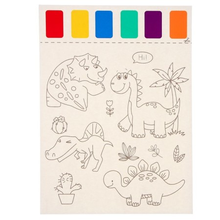 Coloring "Lovely dinosaurs", 2 sheets, 6 colors of paint, brush-1