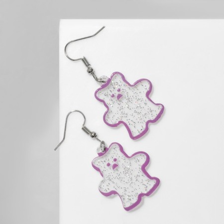 Acryl Earrings "Bear" in sparkles, the color of the rainbow purple in silver-2