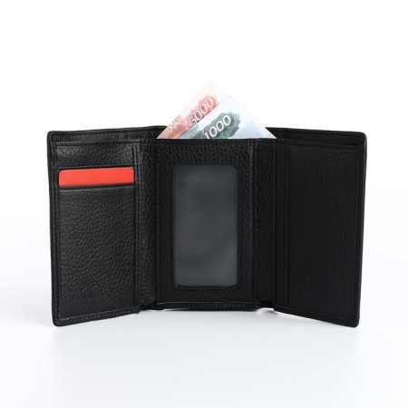 Women's wallet on a magnet, black color-5