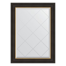 Mirror with engraving in a baguette frame, a black tree with gold 71 mm, 64x86 cm