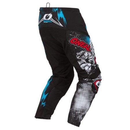 O’Neal element villain motocross pants, male, size 54, black, blue-1