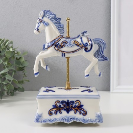 Souvenir Ceramics Musical "Carousel Horse" 9.8x13x21.5 cm-3