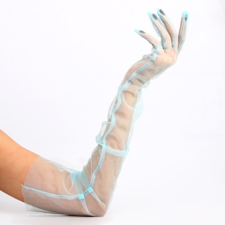 Carnival accessory- transparent gloves, blue color-2