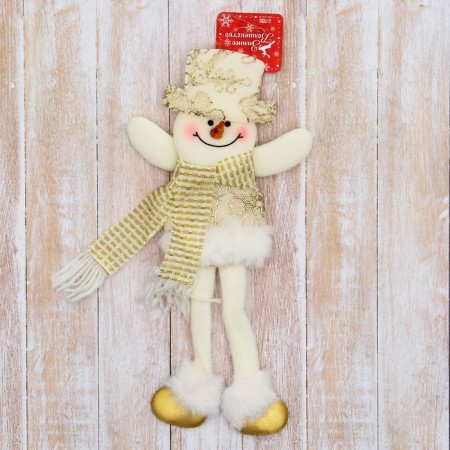 Soft suspension "Snowman in a suit with flowers, long legs" 8x24 cm, gold-1