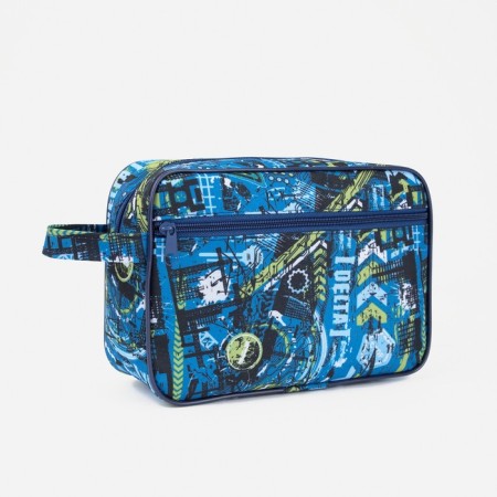 Lightning cosmetic bag, external pocket, blue color