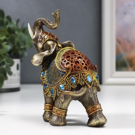 Souvenir Polystone "Elephant in Blue Popone with sapphires" MIX 14x13x6 cm-3