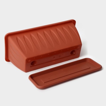 Balcony box for flowers with a felicia tray, 40 cm, terracotta color-3