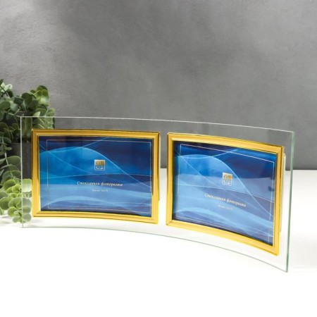 Photo frame Double glass "GT 214/-g" 10x15 cm, horizontal, gold-1
