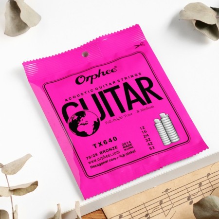 Strings for the acoustic guitar Orphee TX640, 012-053, phosphorus bronze