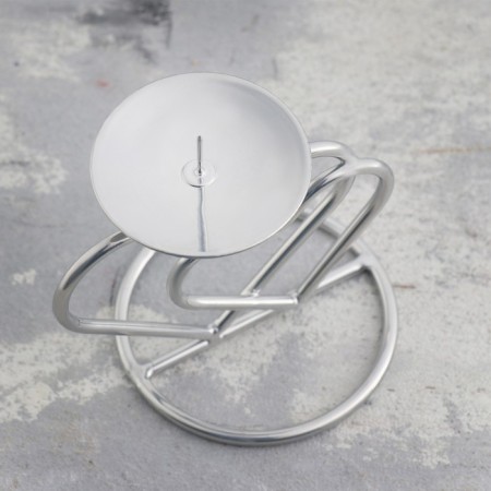 Valentine 3 candlestick for one candle, 10x10.7 cm, chrome-3