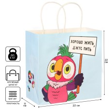 Gift package, 22x22x1 cm, craft, packaging, Parrot Kesha