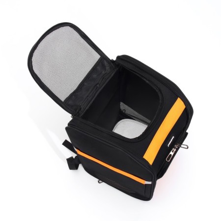 A backpack for carrying cats and dogs, tarpaulin, 30*27*40 cm, black-orange-6