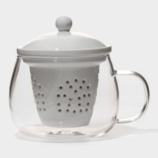 Glass mug for brewing with ceramic sieve 