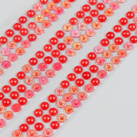 Stick plastic rhinestones "Pearls and flowers" mix 7x31 cm-3