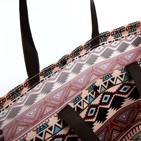 The bag is economic on the button, brown color/multi -colored-2