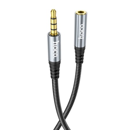 Hoco UPA20, Jack 3.5 mm (M) cable - jack 3.5 mm (F), 2 m, nylon, gray-3