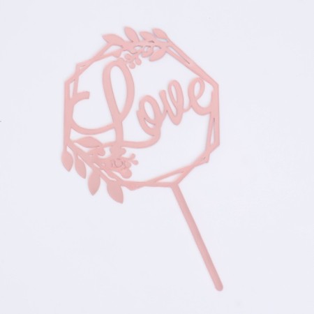 Topper "Love", Flower, Pink Gold, give beautifully-4