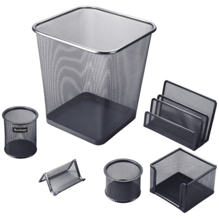 Berlingo metal table "Steel & Style", 6 items, with a basket, black