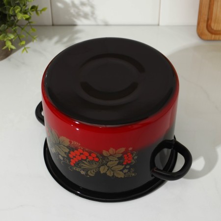 Pan, 3.5 l, enameled cover, induction, color red-black mix-3
