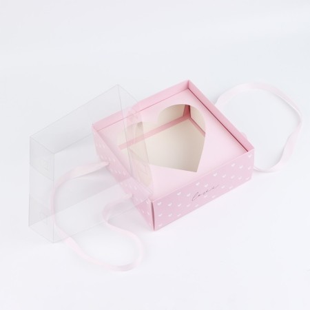 Box for flowers with a mold liner and PVC lid "Love", 23.5 x 23.5 x 15 cm-2