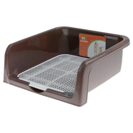 Dog toilet with high sides and a removable mesh 42x41x16 cm, brown