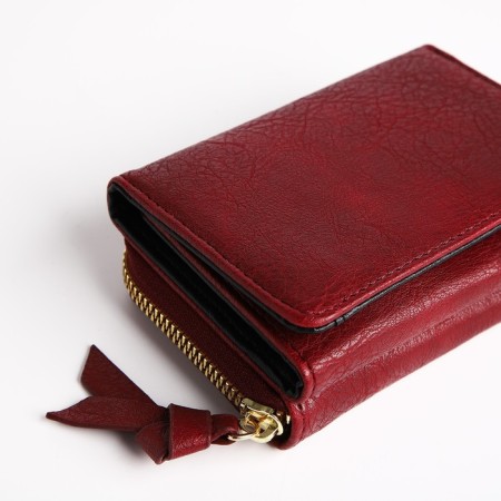 Women's wallet on the button, burgundy color-2