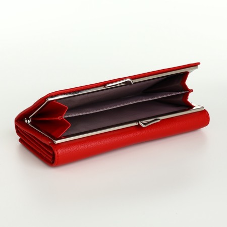 Women's wallet 03-01-01, 18.5*4*9 cm, 4 departure, 2 Potd/frame, d/cards, d/coins, on magnets, red-3
