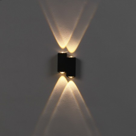 Facade lamp "Ray", FSD-010, 4 W, 3000K, 2 rays, IP65, 220 V, metal, black-1