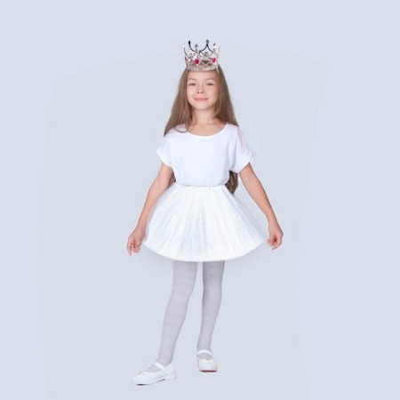 Carnival set "Queen", crown, skirt, white color