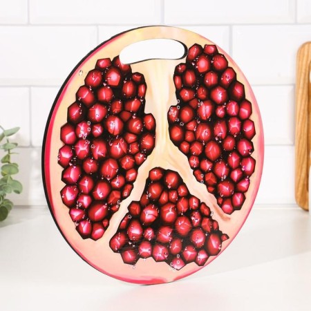 Board cutting round kitchen "Pomegranate in the section", 25.5 cm-1