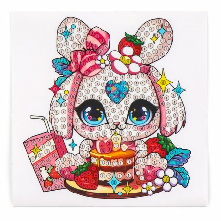 Diamond mosaic sticker for children "Cute Bunny", 9 x 9 cm, set for creativity-3