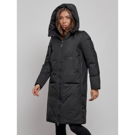 Coat insulated winter female, size 42, black color-5