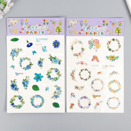 Tattoo on the body color "Flower Wreaths" MIX 24x14.5 cm-4